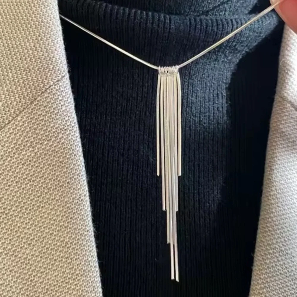 New .925 Sterling Fringe Necklace